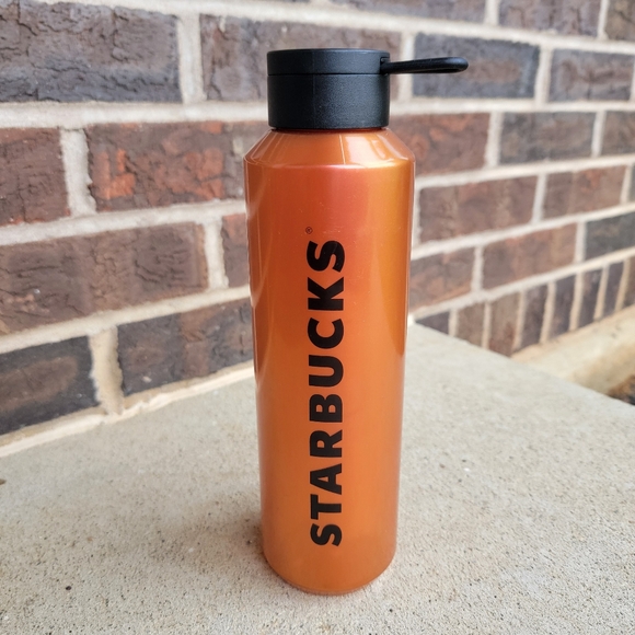 Starbucks 2024 Orange & Black Shine Wordmark Logo Strap Water Bottle Tumbler 24 - Picture 6 of 6